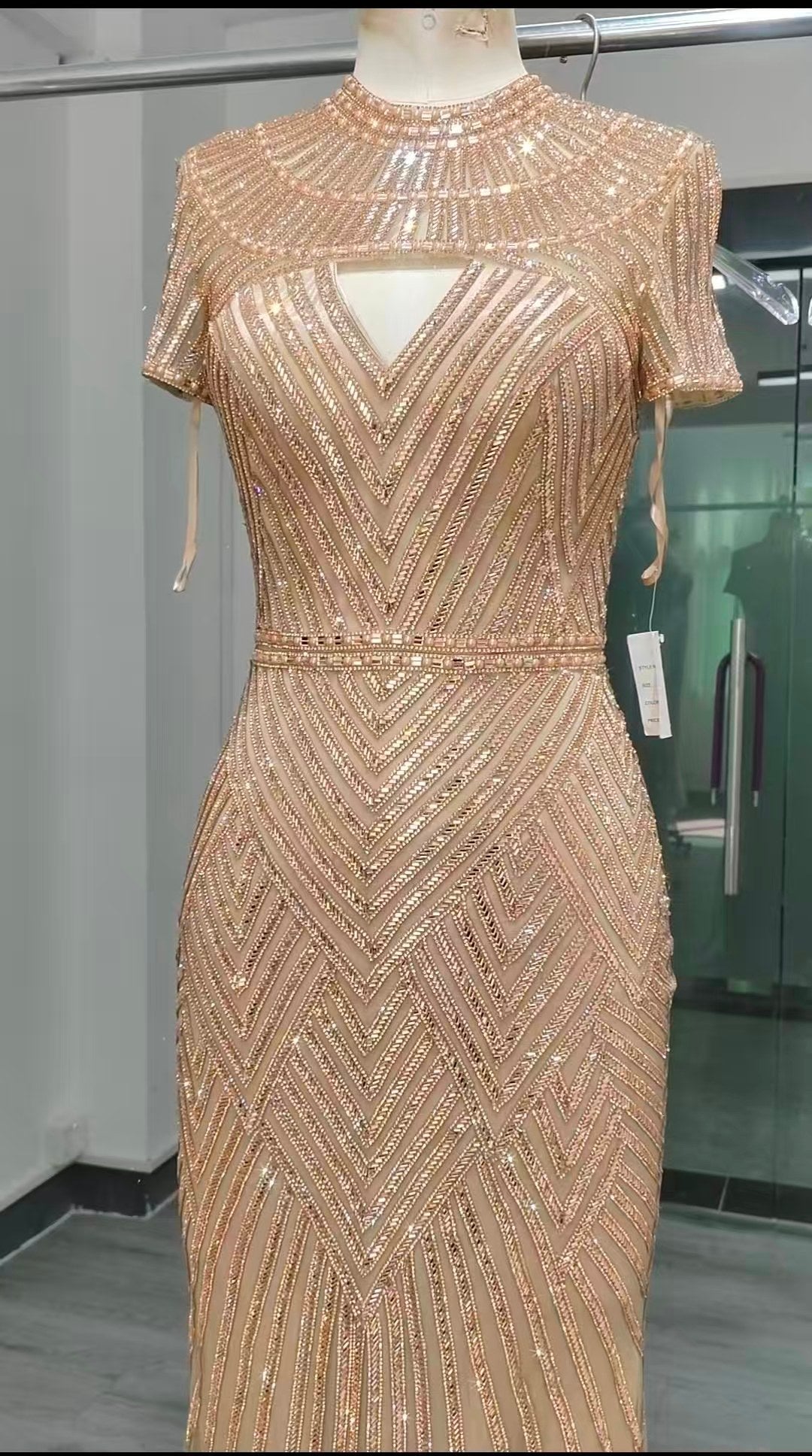 Gold Heavy-Handcrafted Evening dress-001