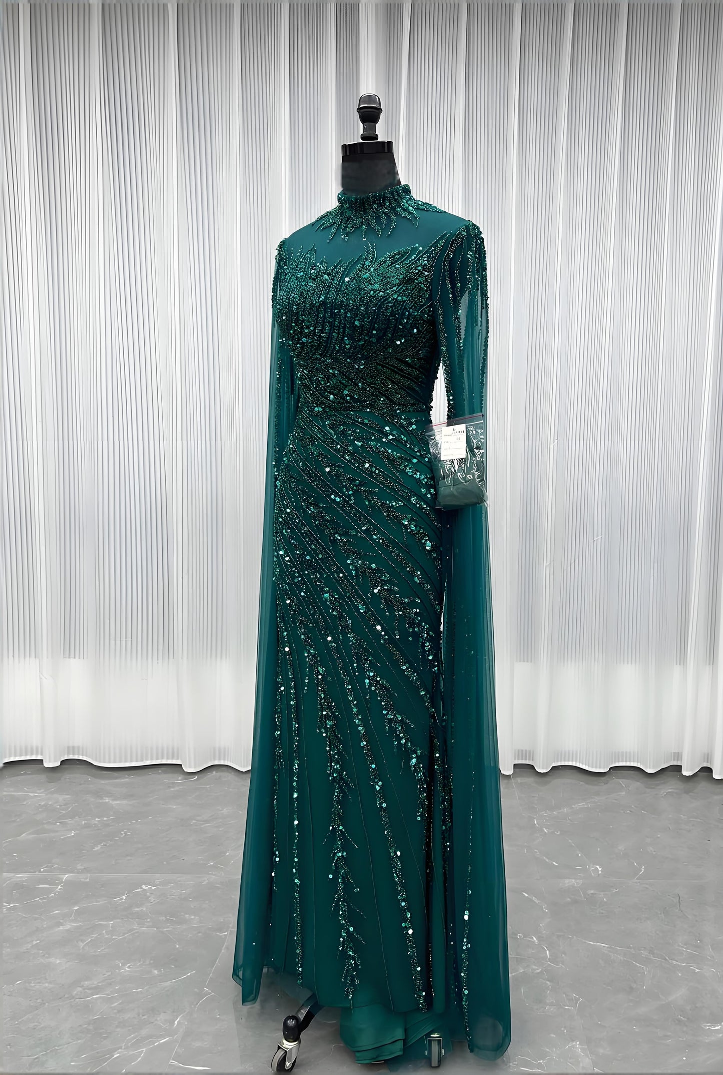 Long Evening Dress With Handmade Beaded Formal Gowns-013