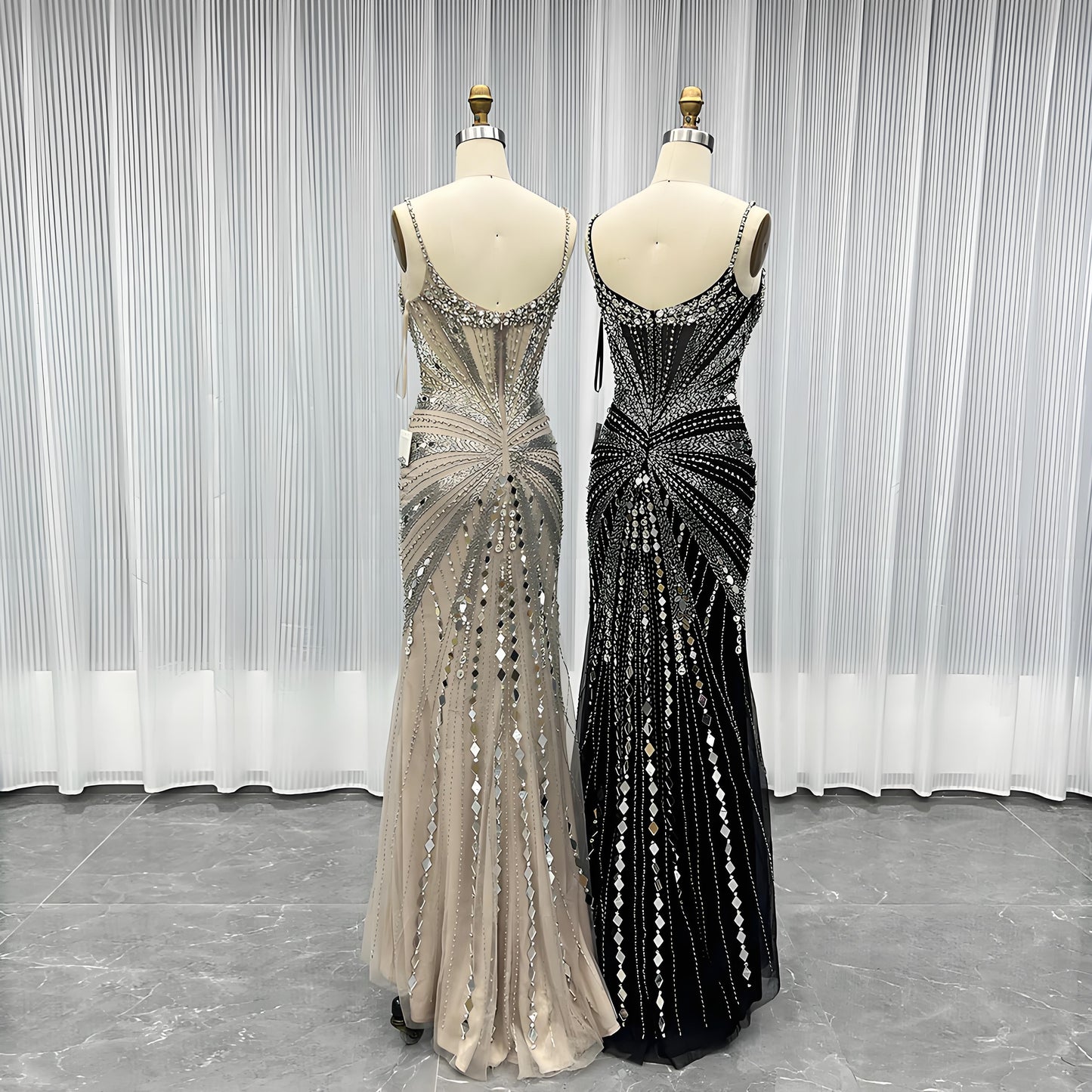 Crystals Pageant Evening Gown Long Slit Strapless Women Party Dress-009