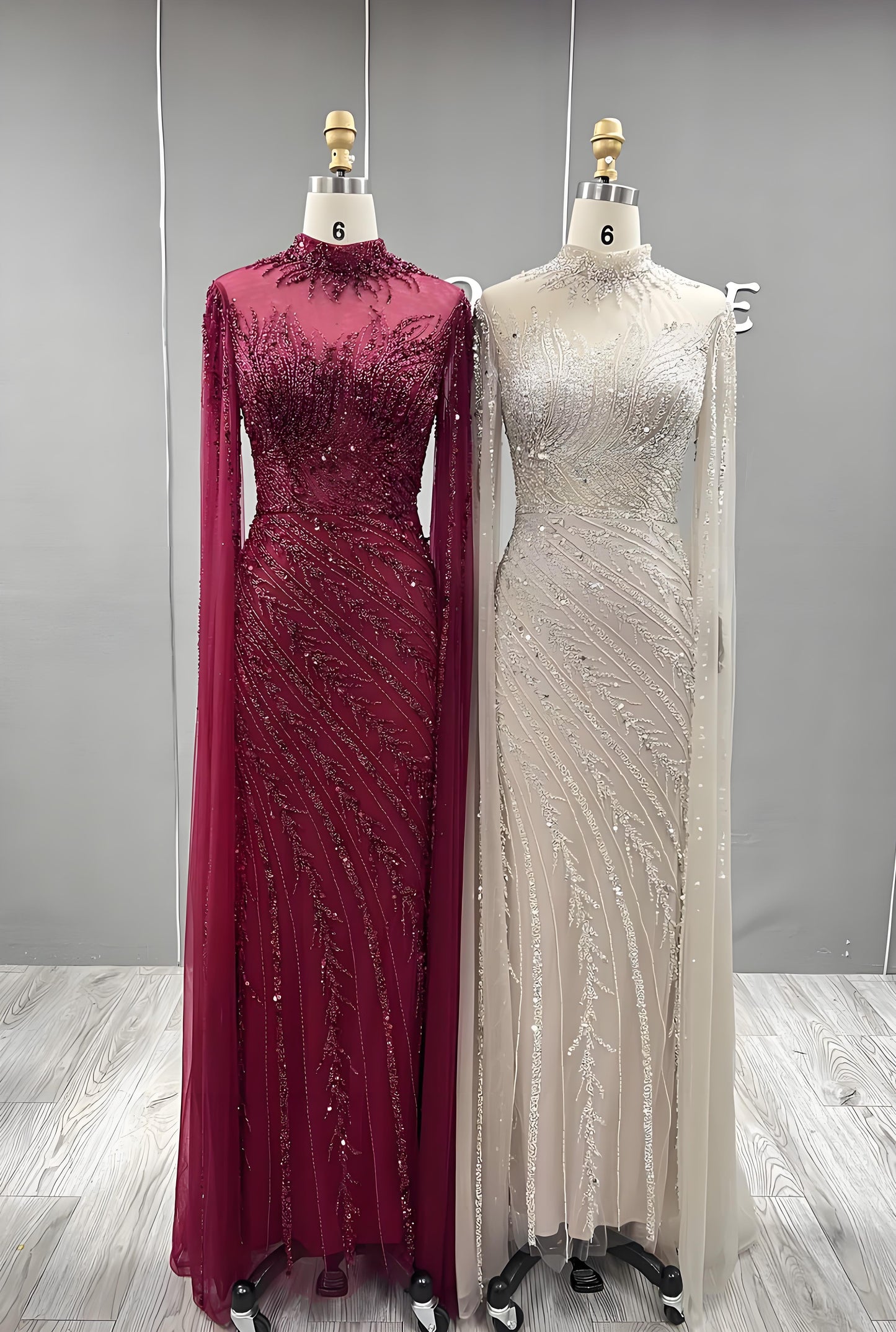 Long Evening Dress With Handmade Beaded Formal Gowns-013