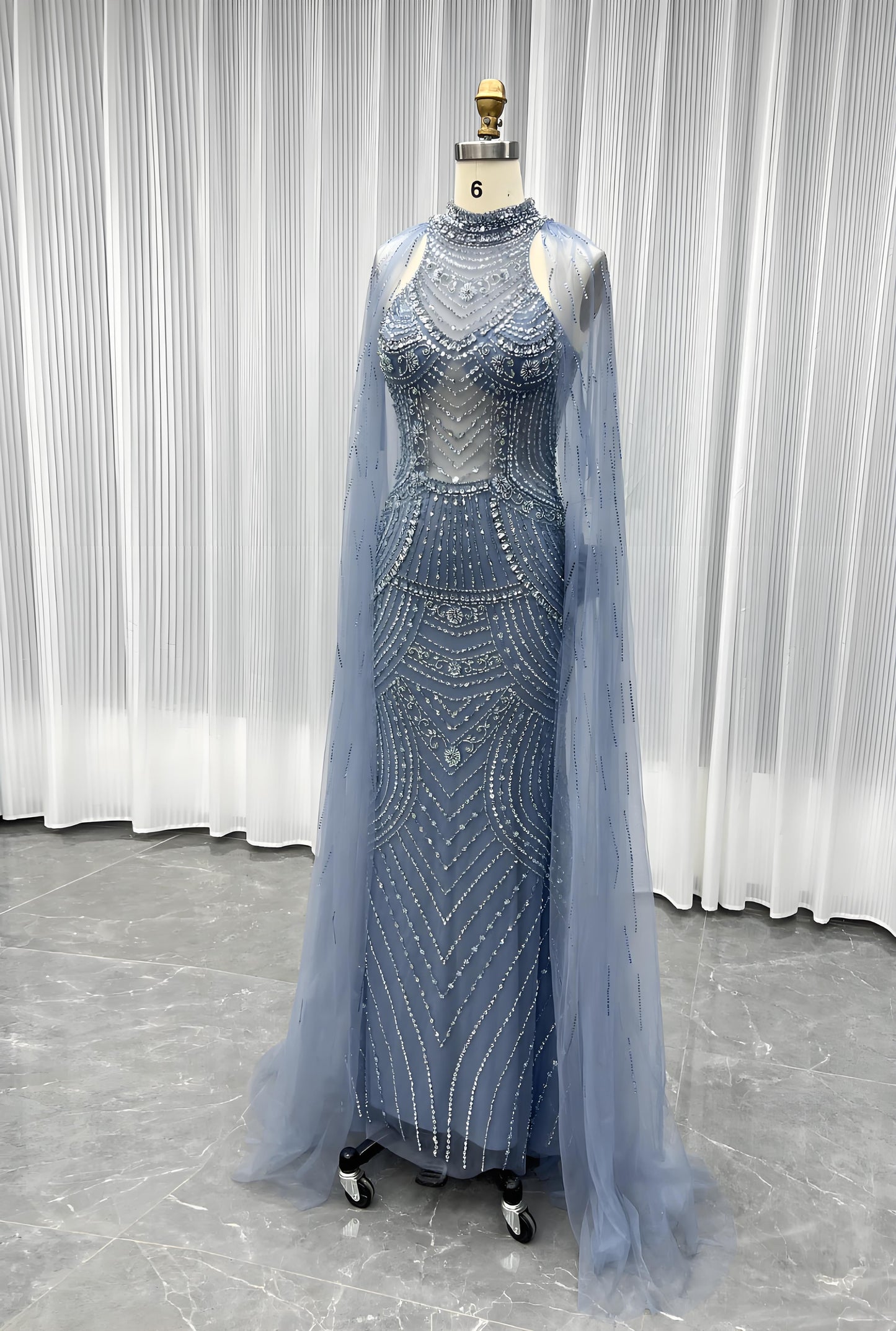 Crystals Long Evening Dress Formal Dubai Dresses-015