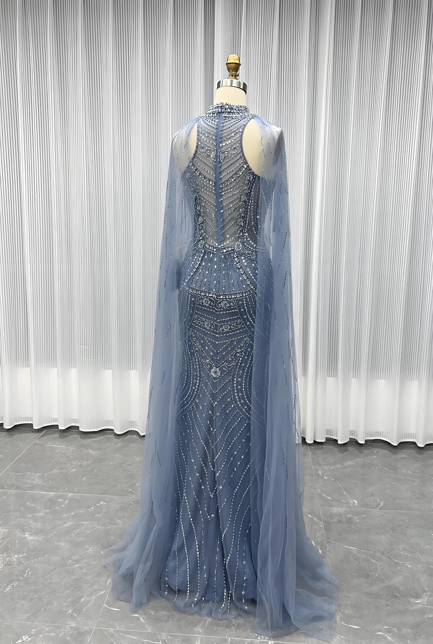 Crystals Long Evening Dress Formal Dubai Dresses-015