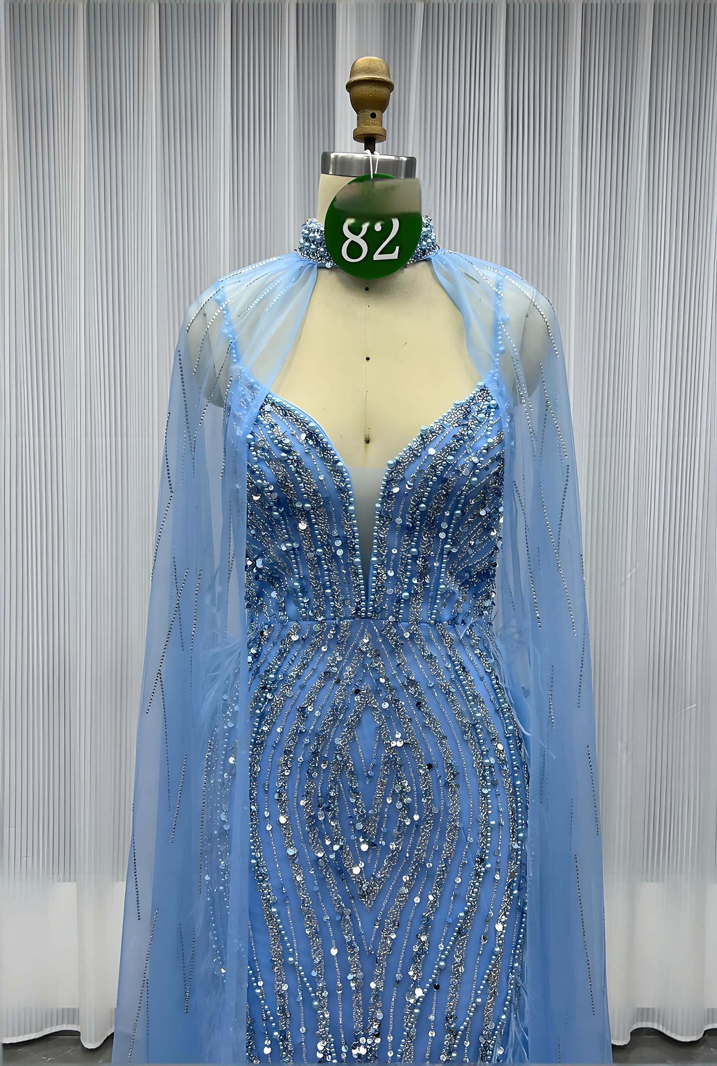 Feathers Evening Dress With Crystals Pearls Wedding Party Gown-011