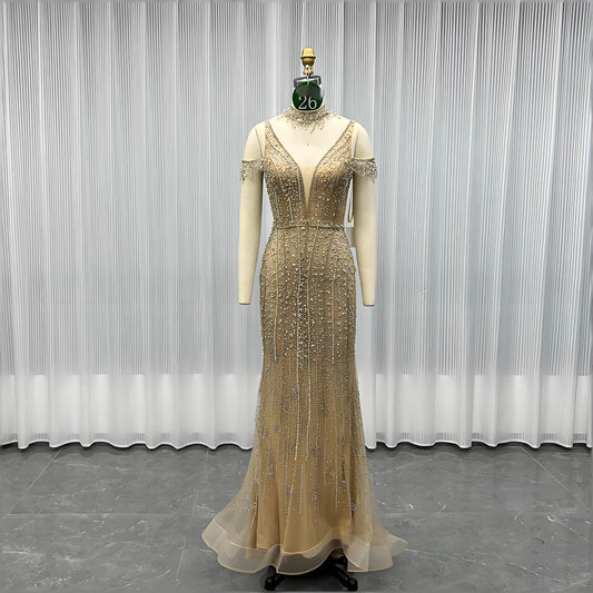 Sequined long evening dress formal dress-017