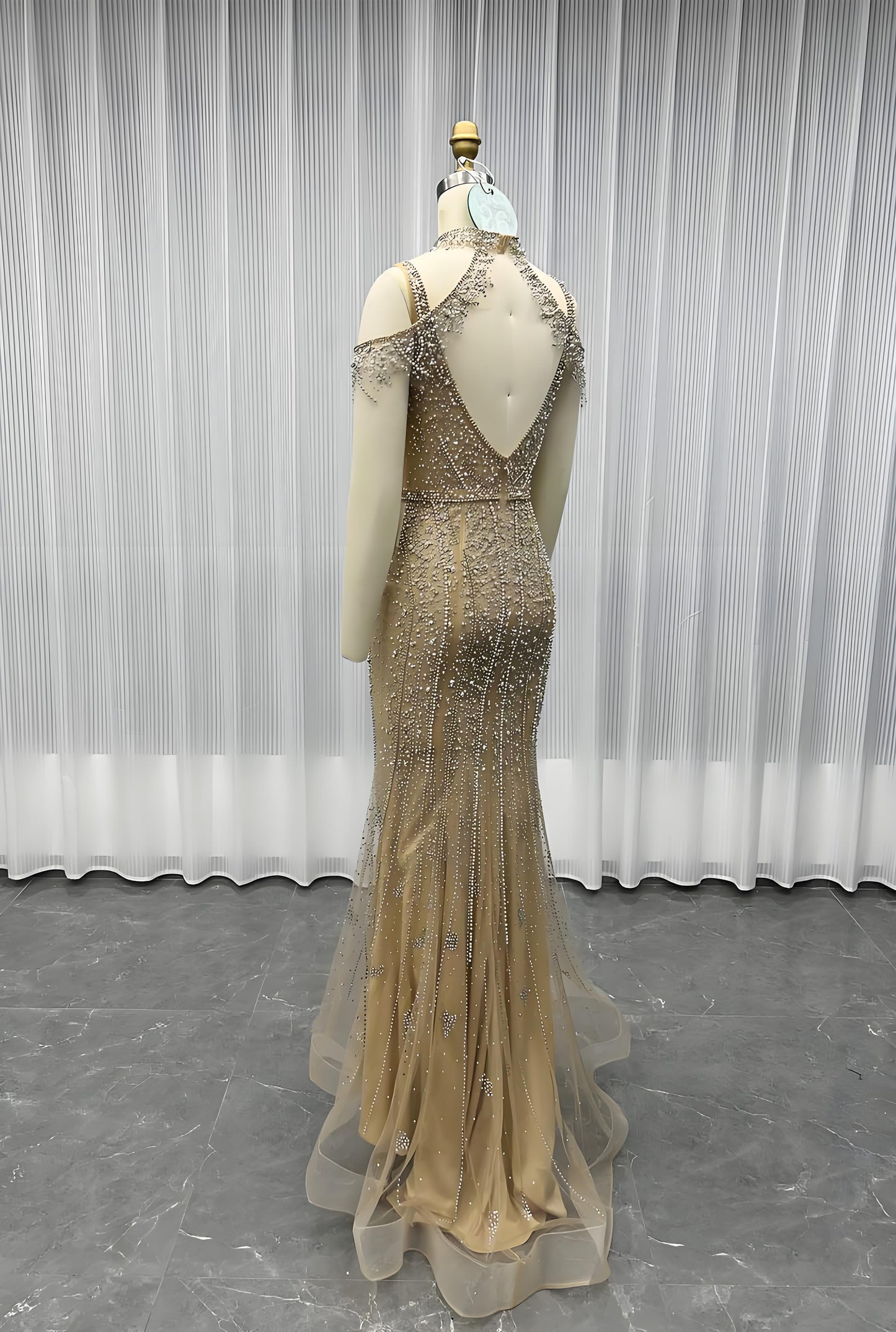 Sequined long evening dress formal dress-017