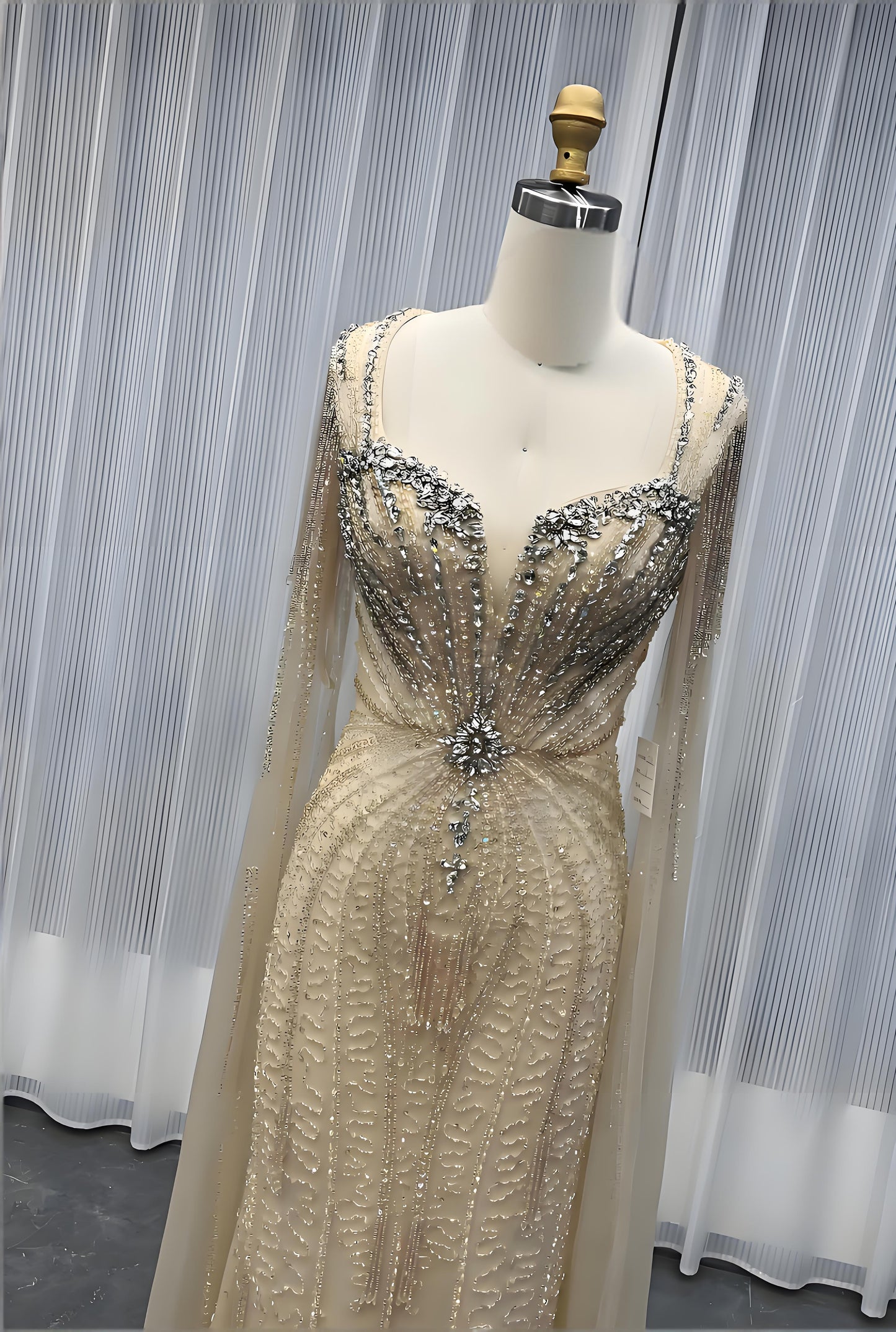 Modest Pink Rhinestones Evening Dress With Shawl-010