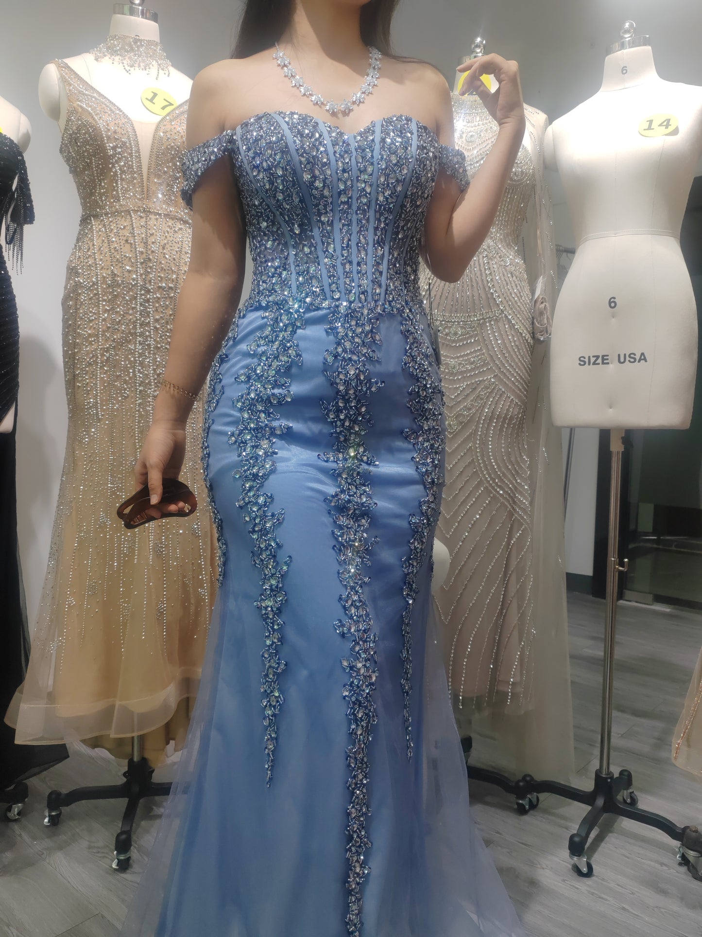 Bule skey evening dress 022