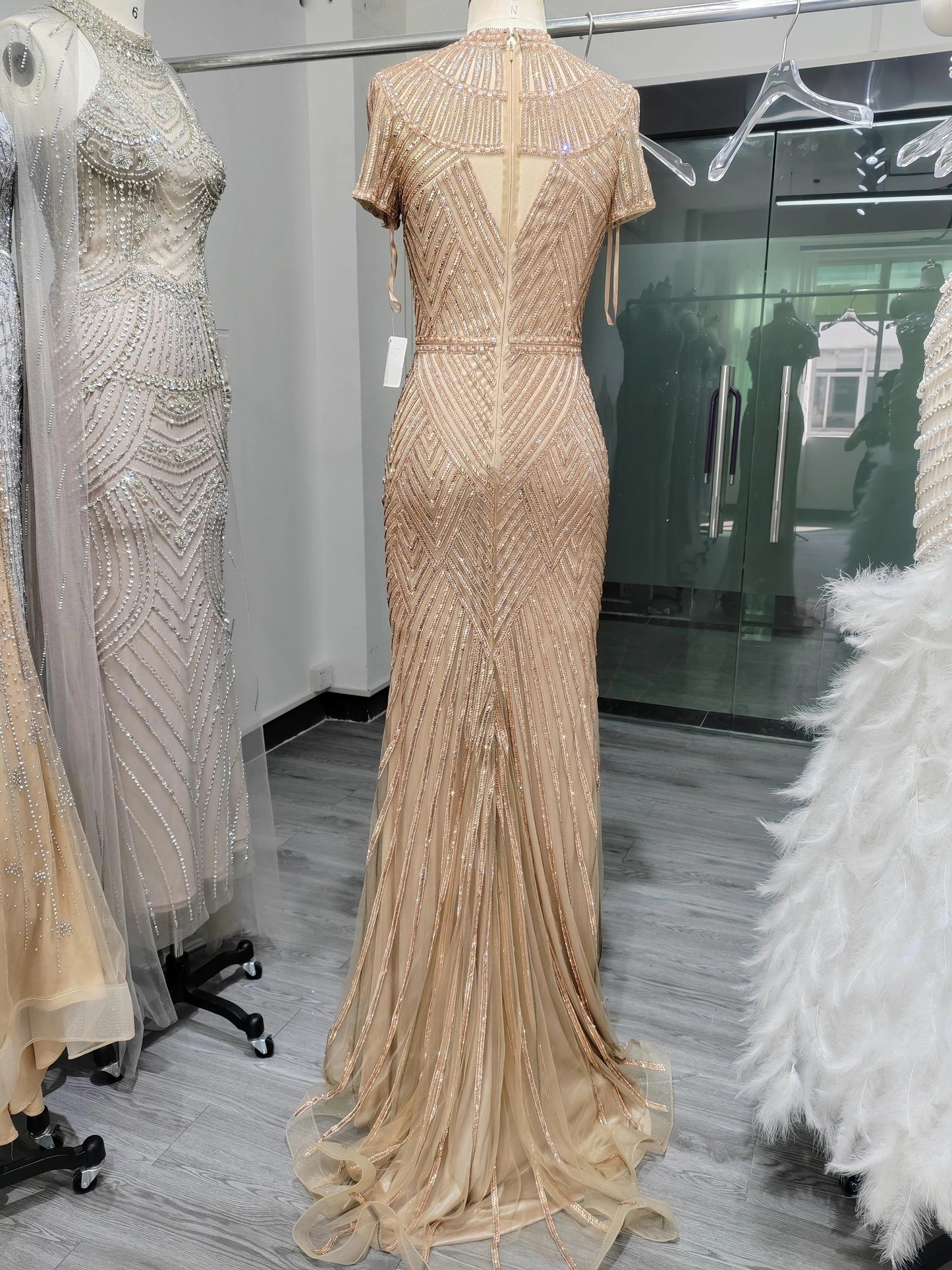 Gold Heavy-Handcrafted Evening dress-001