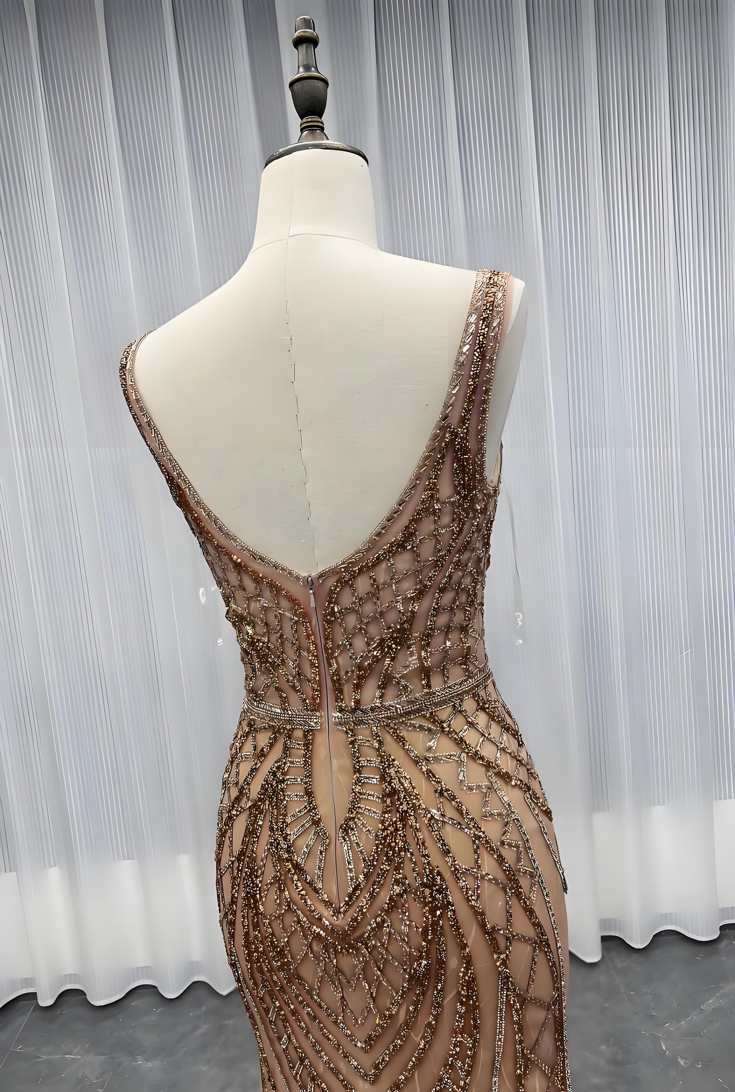 Crystals Long Prom Dress Mermaid Formal Evening Gown-016