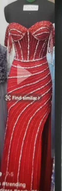 Luxury Off the Shoulder Crystals Prom Dresses Long Mermaid Evening Gown-018