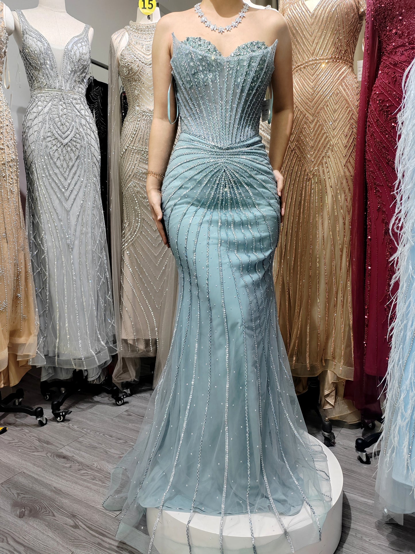 9 Color options -Luxury long Evening gown-002