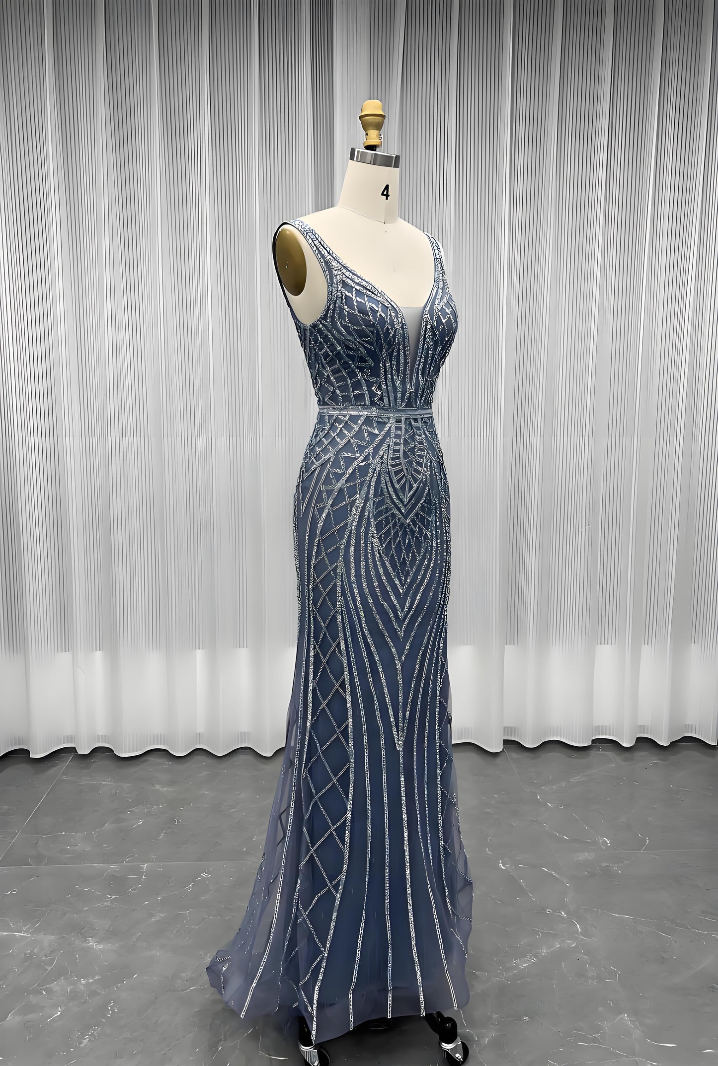 Crystals Long Prom Dress Mermaid Formal Evening Gown-016